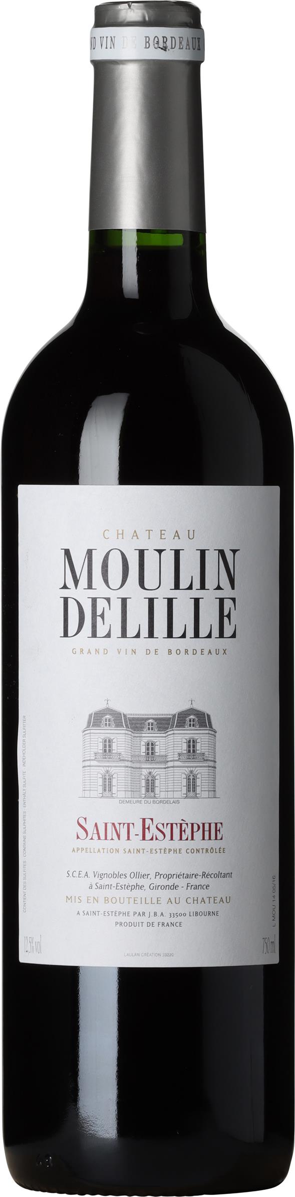 Château Moulin Delille 2014 Saint-Estèphe, Slotsaftappet Bordeaux, Frankrig