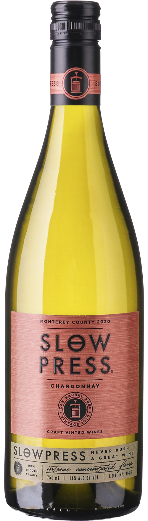 Slow Press Chardonnay, Oak Aged. Monterey County