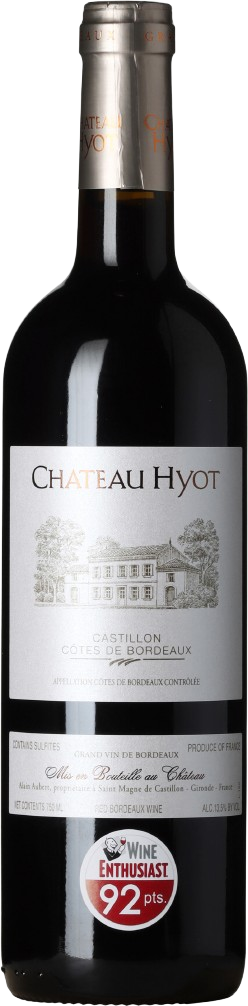 Chateau Hyot 2020 Castillon Cotes de Bordeaux Slotsaftappet, Frankrig